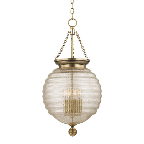 Hudson Valley - 3214-AGB - Four Light Pendant - Coolidge - Aged Brass from Lighting & Bulbs Unlimited in Charlotte, NC