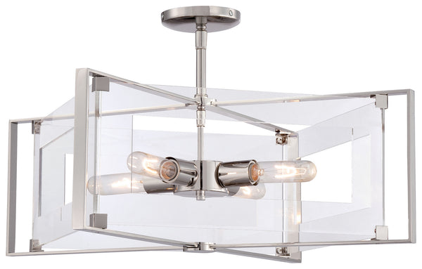 George Kovacs - P1403-613 - Four Light Convertible Semi Flush / Pendant - Crystal Clear - Polished Nickel from Lighting & Bulbs Unlimited in Charlotte, NC