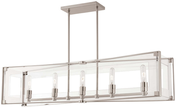 George Kovacs - P1405-613 - Five Light Island Pendant - Crystal Clear - Polished Nickel from Lighting & Bulbs Unlimited in Charlotte, NC