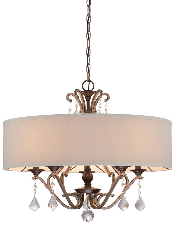 Minka-Lavery - 4355-593 - Five Light Pendant - Gwendolyn Place - Dark Rubbed Sienna With Aged Silver from Lighting & Bulbs Unlimited in Charlotte, NC