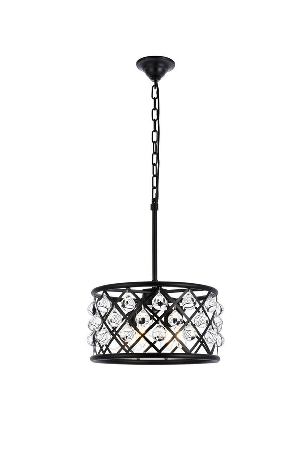 Elegant Lighting - 1213D16MB/RC - Four Light Pendant - Madison - Matte Black from Lighting & Bulbs Unlimited in Charlotte, NC