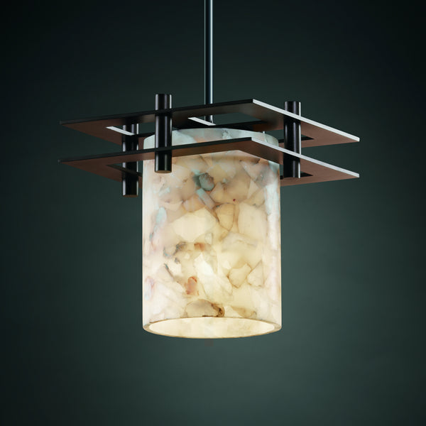 Justice Designs - ALR-8165-10-DBRZ-BKCD - One Light Pendant - Alabaster Rocks! - Dark Bronze from Lighting & Bulbs Unlimited in Charlotte, NC
