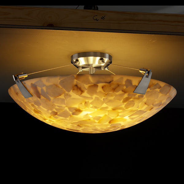 Justice Designs - ALR-9631-35-NCKL-LED3-3000 - LED Semi-Flush Mount - Alabaster Rocks! - Brushed Nickel from Lighting & Bulbs Unlimited in Charlotte, NC