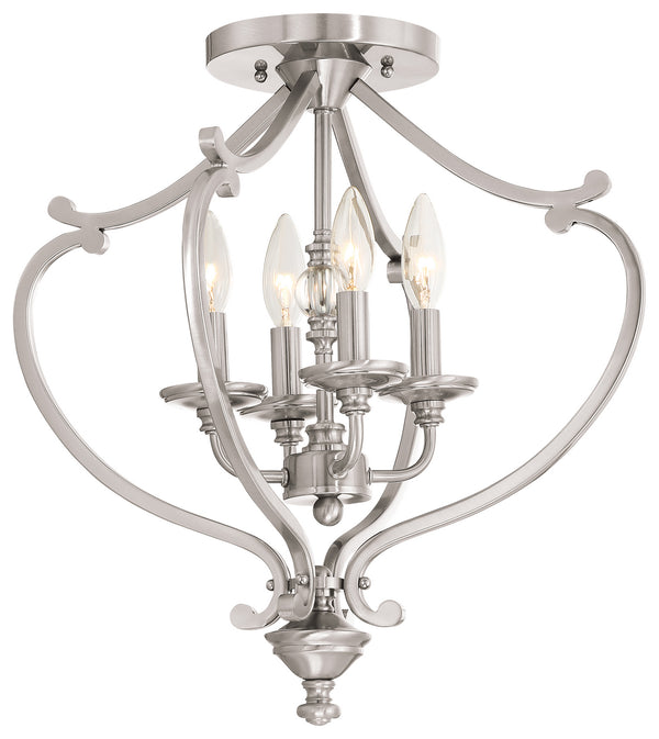Minka-Lavery - 3332-84 - Four Light Semi Flush Mount(Convertible) - Savannah Row - Brushed Nickel from Lighting & Bulbs Unlimited in Charlotte, NC