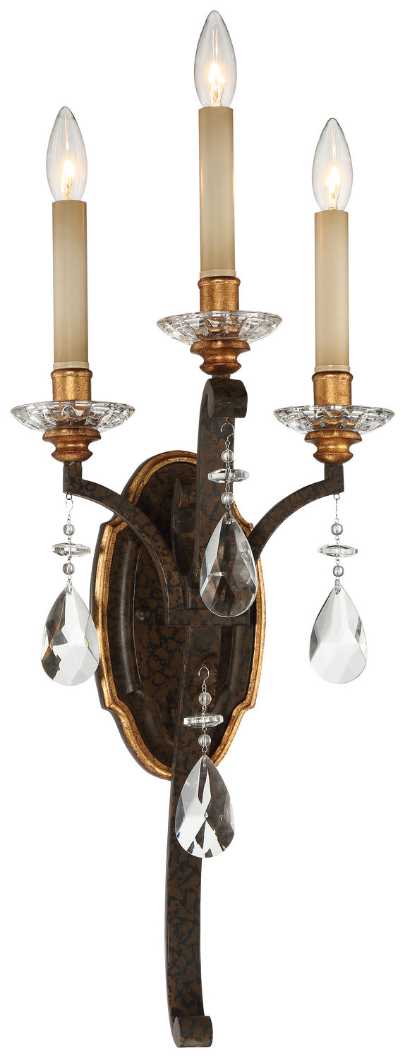 Metropolitan - N6453-652 - Three Light Wall Sconce - Chateau Nobles - Raven Bronze W/Sunburst Gold H from Lighting & Bulbs Unlimited in Charlotte, NC