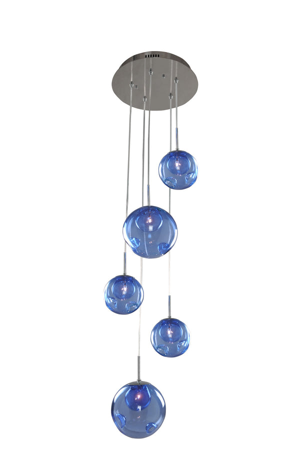 Kalco - 309541CH/SAPPH - Five Light Pendant - Meteor - Chrome from Lighting & Bulbs Unlimited in Charlotte, NC