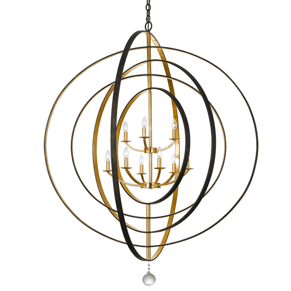 Crystorama - 587-EB-GA - Nine Light Chandelier - Luna - English Bronze / Antique Gold from Lighting & Bulbs Unlimited in Charlotte, NC