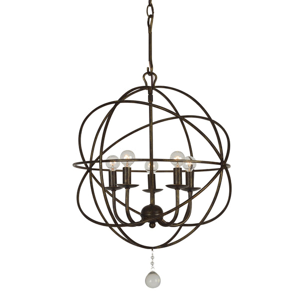Crystorama - 9224-EB - Five Light Mini Chandelier - Solaris - English Bronze from Lighting & Bulbs Unlimited in Charlotte, NC