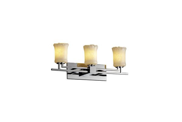 Justice Designs - GLA-8703-16-WHTW-CROM - Three Light Bath Bar - Veneto Luce - Polished Chrome from Lighting & Bulbs Unlimited in Charlotte, NC