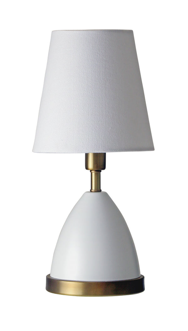 One Light Table Lamp from the Geo Collection in White With Weathered Brass Finish by House of Troy