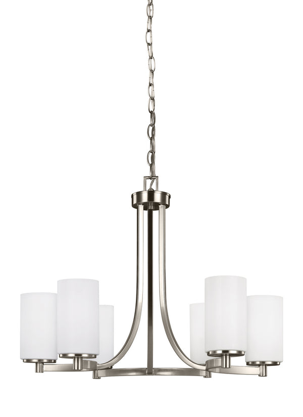 Generation Lighting - 3139106-962 - Six Light Chandelier - Hettinger - Brushed Nickel from Lighting & Bulbs Unlimited in Charlotte, NC