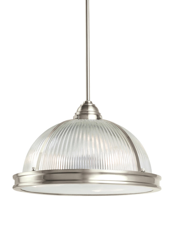 Generation Lighting - 65062EN3-962 - Three Light Pendant - Pratt Street Prismatic - Brushed Nickel from Lighting & Bulbs Unlimited in Charlotte, NC