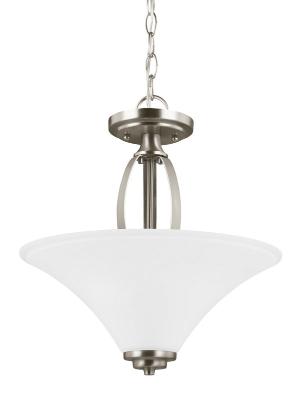 Generation Lighting - 7713202EN3-962 - Two Light Semi-Flush Convertible Pendant - Metcalf - Brushed Nickel from Lighting & Bulbs Unlimited in Charlotte, NC