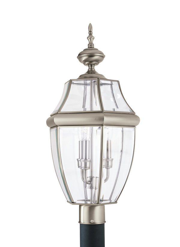 Generation Lighting - 8239EN-965 - Three Light Outdoor Post Lantern - Lancaster - Antique Brushed Nickel from Lighting & Bulbs Unlimited in Charlotte, NC