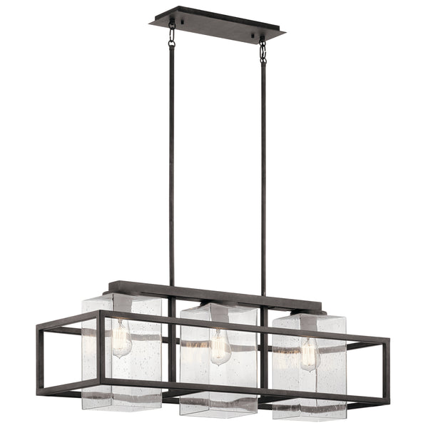 Kichler - 49805WZC - Three Light Outdoor Linear Chandelier - Wright - Weathered Zinc from Lighting & Bulbs Unlimited in Charlotte, NC