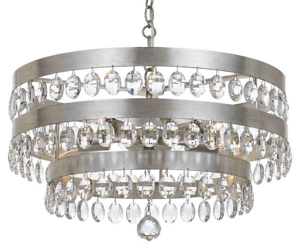 Crystorama - 6106-SA - Five Light Chandelier - Perla - Antique Silver from Lighting & Bulbs Unlimited in Charlotte, NC