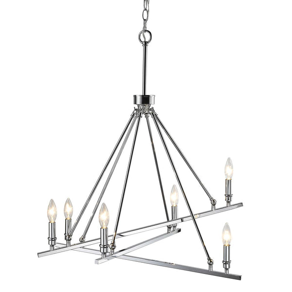 Golden - 2360-6 CH - Six Light Chandelier - Garvin CH - Chrome from Lighting & Bulbs Unlimited in Charlotte, NC