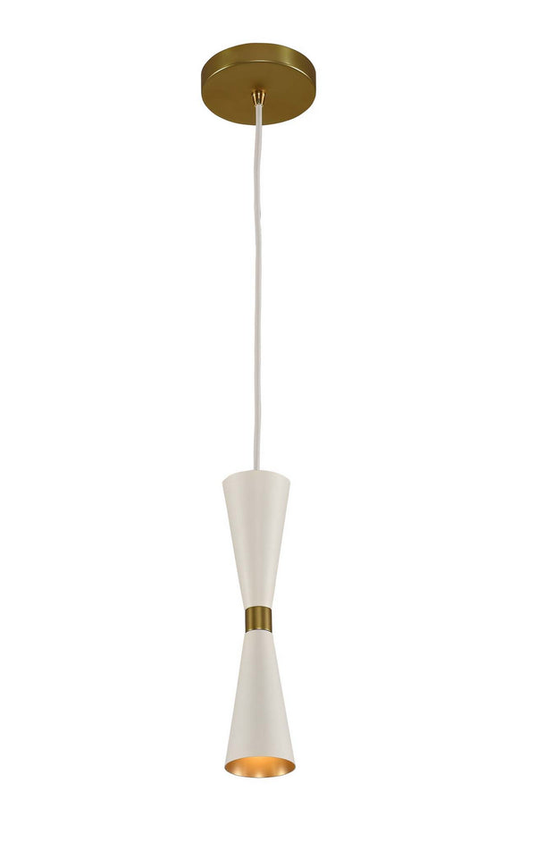 Kalco - 310410WVB - LED Mini Pendant - Milo - White and Vintage Brass from Lighting & Bulbs Unlimited in Charlotte, NC