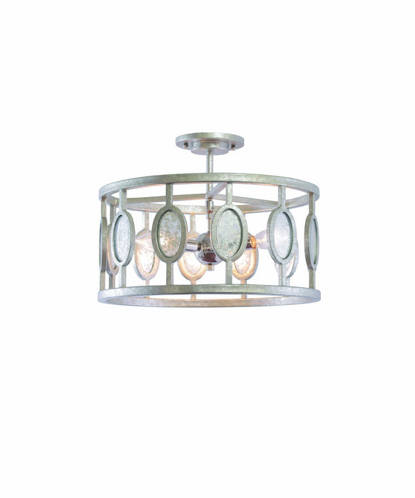Kalco - 506141VSL - Three Light Semi Flush Mount - Palomar - Vintage Silver Leaf from Lighting & Bulbs Unlimited in Charlotte, NC
