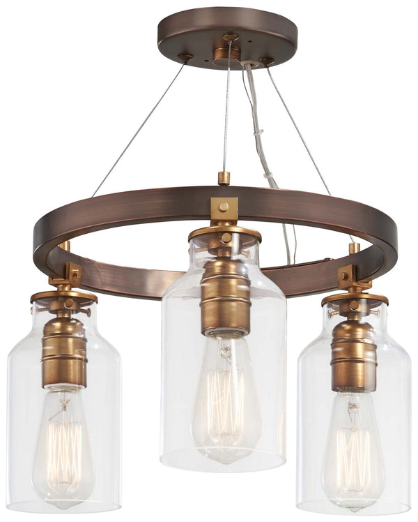 Minka-Lavery - 4553-588 - Three Light Semi Flush (Convertible To Pendant) - Morrow - Harvard Court Bronze W/Gold Hi from Lighting & Bulbs Unlimited in Charlotte, NC