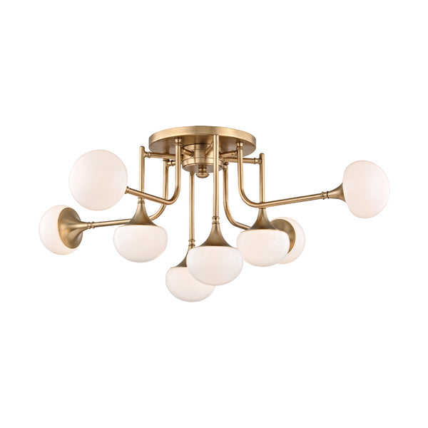 Hudson Valley - 4708-AGB - LED Semi Flush Mount - Fleming - Aged Brass from Lighting & Bulbs Unlimited in Charlotte, NC