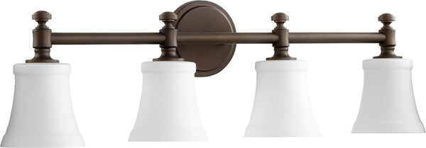 Quorum - 5122-4-186 - Four Light Vanity - Rossington - Oiled Bronze w/ Satin Opal from Lighting & Bulbs Unlimited in Charlotte, NC