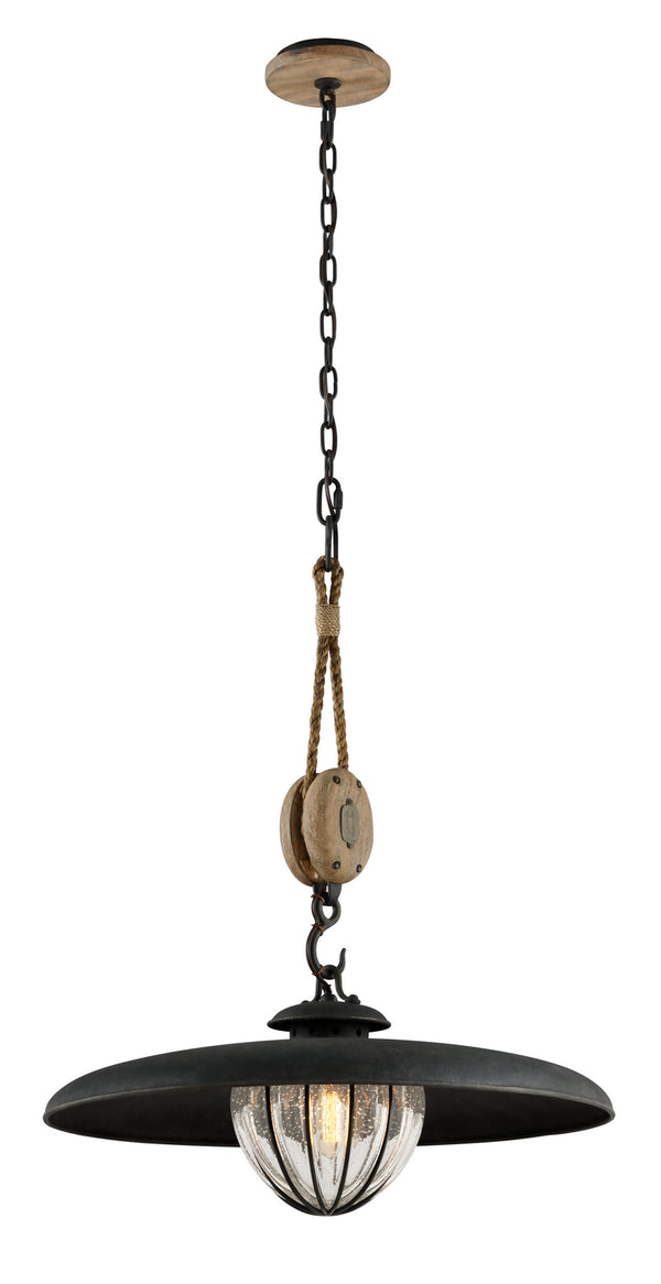 Troy Lighting - F4906 - One Light Pendant - Murphy - Vintage Iron With Rustic Wood from Lighting & Bulbs Unlimited in Charlotte, NC