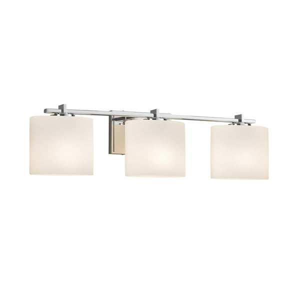 Justice Designs - FSN-8443-30-OPAL-CROM - Three Light Bath Bar - Fusion - Polished Chrome from Lighting & Bulbs Unlimited in Charlotte, NC