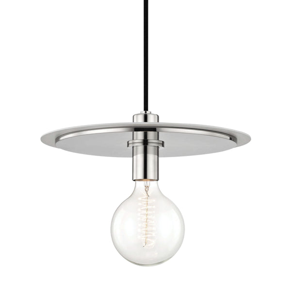 Mitzi - H137701L-PN/WH - One Light Pendant - Milo - Polished Nickel/White from Lighting & Bulbs Unlimited in Charlotte, NC