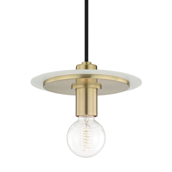 Mitzi - H137701S-AGB/WH - One Light Pendant - Milo - Aged Brass/Soft Off White from Lighting & Bulbs Unlimited in Charlotte, NC