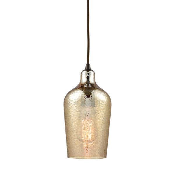 ELK Home - 10840/1 - One Light Mini Pendant - Hammered Glass - Oil Rubbed Bronze from Lighting & Bulbs Unlimited in Charlotte, NC
