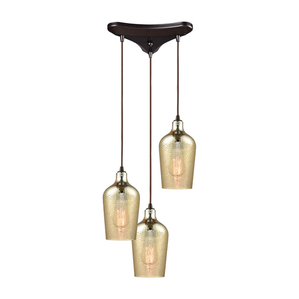 ELK Home - 10840/3 - Three Light Pendant - Hammered Glass - Oil Rubbed Bronze from Lighting & Bulbs Unlimited in Charlotte, NC