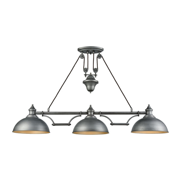 ELK Home - 65163-3 - Three Light Linear Chandelier - Farmhouse - Weathered Zinc from Lighting & Bulbs Unlimited in Charlotte, NC