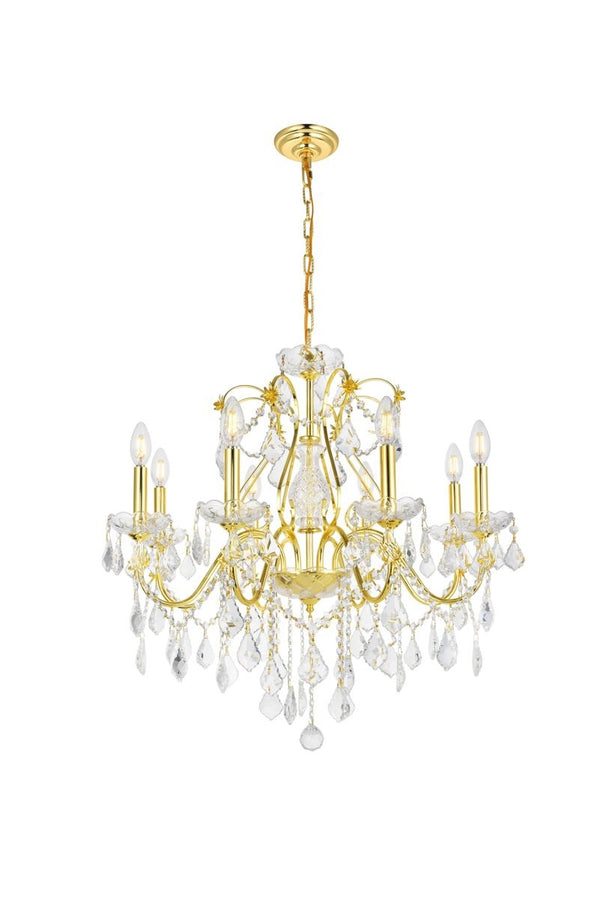 Elegant Lighting - V2015D26G/RC - Eight Light Chandelier - St. Francis - Gold from Lighting & Bulbs Unlimited in Charlotte, NC
