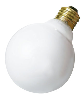 25 Watt G30 Incandescent, Gloss White, 2500 Average rated hours, 150 Lumens, Medium base, 120 Volt Light Bulb by Satco