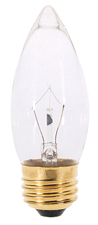 25 Watt B11 Incandescent, Clear, 1500 Average rated hours, 210 Lumens, Medium base, 120 Volt, 2-Card Light Bulb by Satco