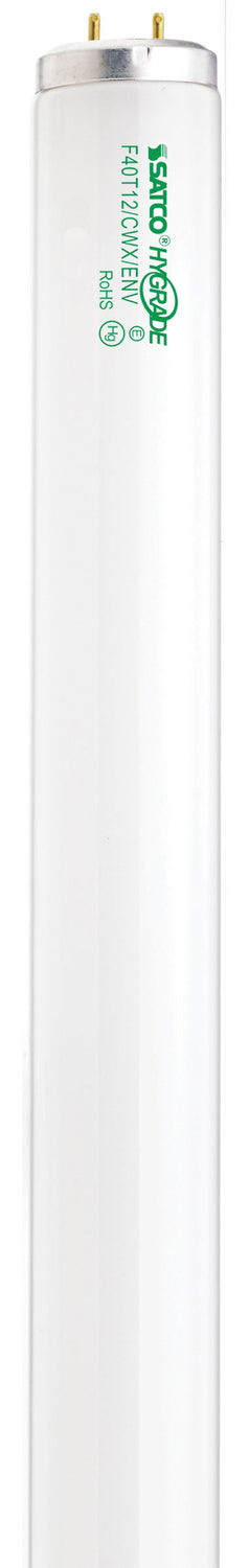 40 Watt, T12, Fluorescent, 4100K Cool White, 90 CRI, Medium Bi Pin base Light Bulb by Satco (Case of 30)