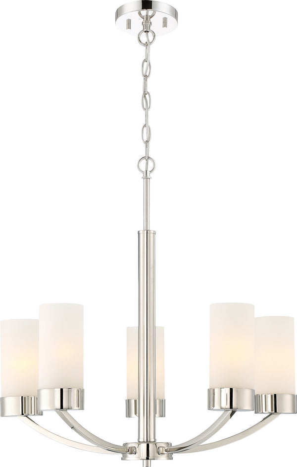Nuvo Lighting - 60-6225 - Five Light Chandelier - Denver - Polished Nickel from Lighting & Bulbs Unlimited in Charlotte, NC