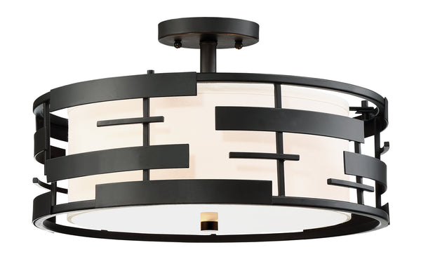 Nuvo Lighting - 60-6436 - Three Light Semi Flush Mount - Lansing - Midnight Bronze from Lighting & Bulbs Unlimited in Charlotte, NC