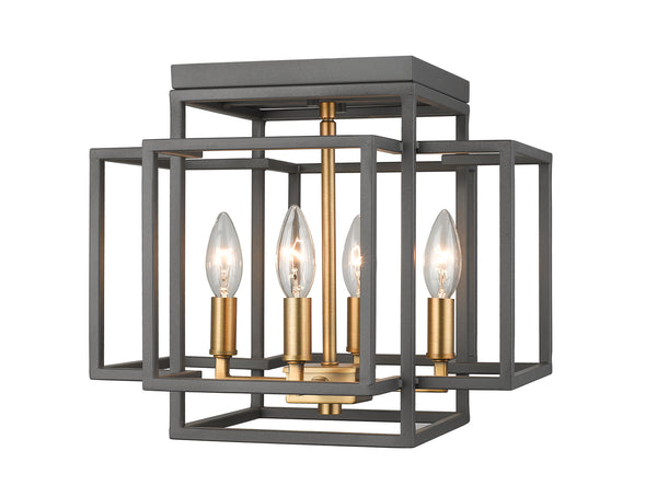 Z-Lite - 454F-BRZ-OBR - Four Light Flush Mount - Titania - Bronze / Olde Brass from Lighting & Bulbs Unlimited in Charlotte, NC