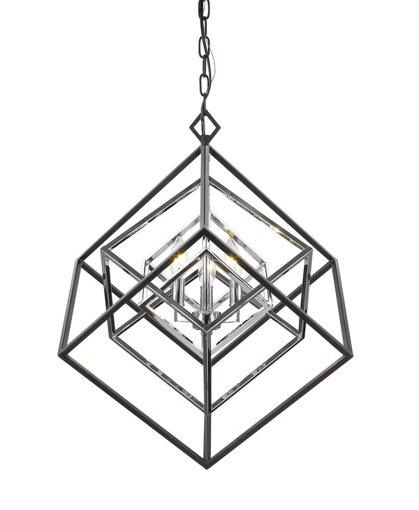 Z-Lite - 457-3CH-MB - Three Light Chandelier - Euclid - Chrome / Matte Black from Lighting & Bulbs Unlimited in Charlotte, NC