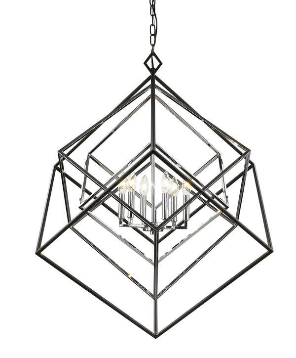 Z-Lite - 457-6CH-MB - Six Light Chandelier - Euclid - Chrome / Matte Black from Lighting & Bulbs Unlimited in Charlotte, NC