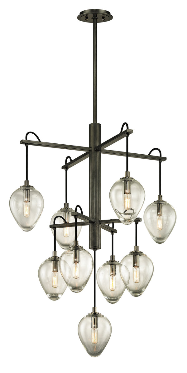 Troy Lighting - F6207-GRA/BCR - Nine Light Pendant - Brixton - Gun Metal With Smoked Chrome from Lighting & Bulbs Unlimited in Charlotte, NC