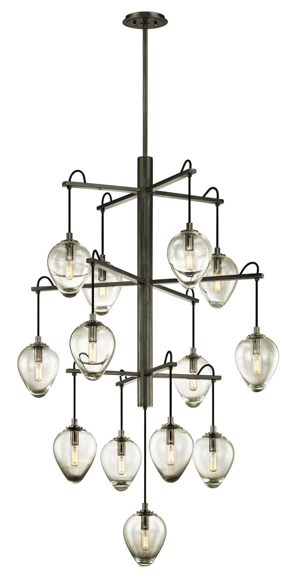 Troy Lighting - F6208-GRA/BCR - 13 Light Pendant - Brixton - Gun Metal With Smoked Chrome from Lighting & Bulbs Unlimited in Charlotte, NC