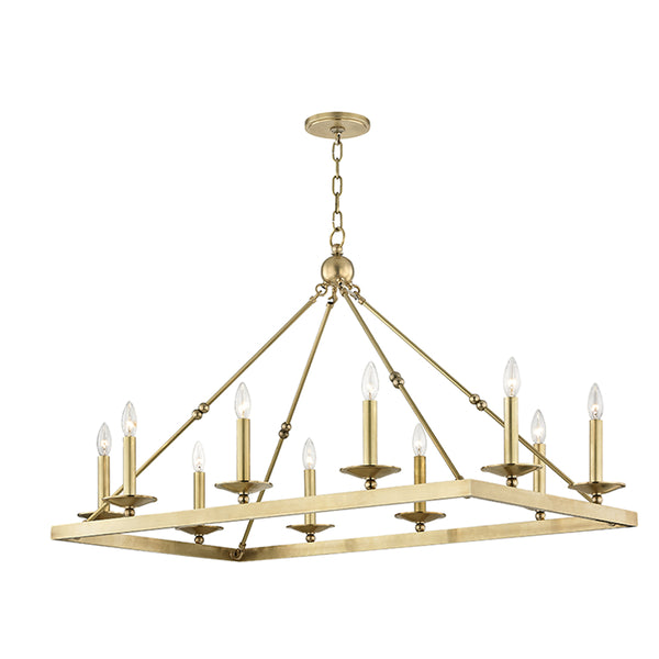 Hudson Valley - 3244-AGB - Ten Light Chandelier - Allendale - Aged Brass from Lighting & Bulbs Unlimited in Charlotte, NC