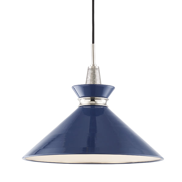 Mitzi - H251701L-PN/NVY - One Light Pendant - Kiki - Polished Nickel/Navy from Lighting & Bulbs Unlimited in Charlotte, NC
