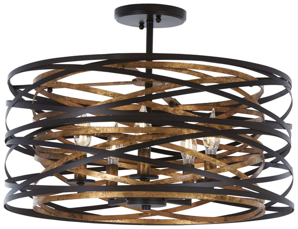 Minka-Lavery - 4671-111 - Five Light Semi Flush Mount - Vortic Flow - Dark Bronze W/Mosaic Gold Inte from Lighting & Bulbs Unlimited in Charlotte, NC