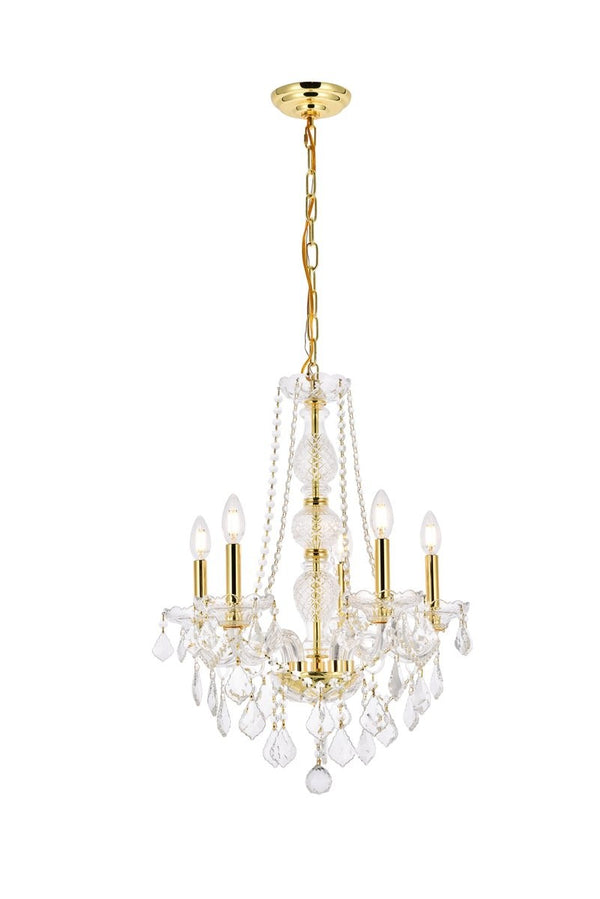 Elegant Lighting - V7855D21G/RC - Five Light Chandelier - Verona - Gold from Lighting & Bulbs Unlimited in Charlotte, NC