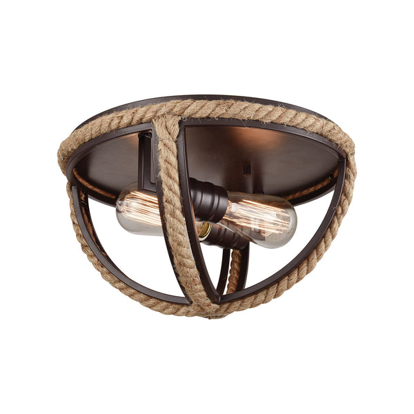 ELK Home - 63062-2 - Two Light Flush Mount - Natural Rope - Oil Rubbed Bronze from Lighting & Bulbs Unlimited in Charlotte, NC