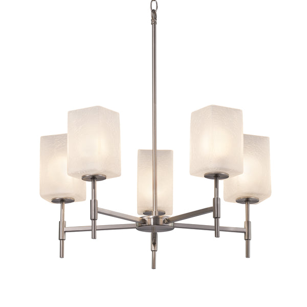 Justice Designs - FSN-8410-15-FRCR-NCKL - Five Light Chandelier - Fusion - Brushed Nickel from Lighting & Bulbs Unlimited in Charlotte, NC